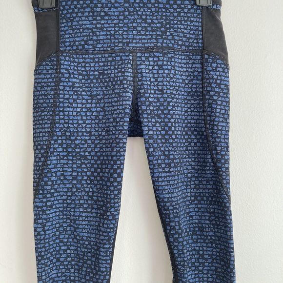 Lululemon Free Runner Crop Womens 4 Shatter Weave Desert Teal Alberta Lake Black - Picture 5 of 12
